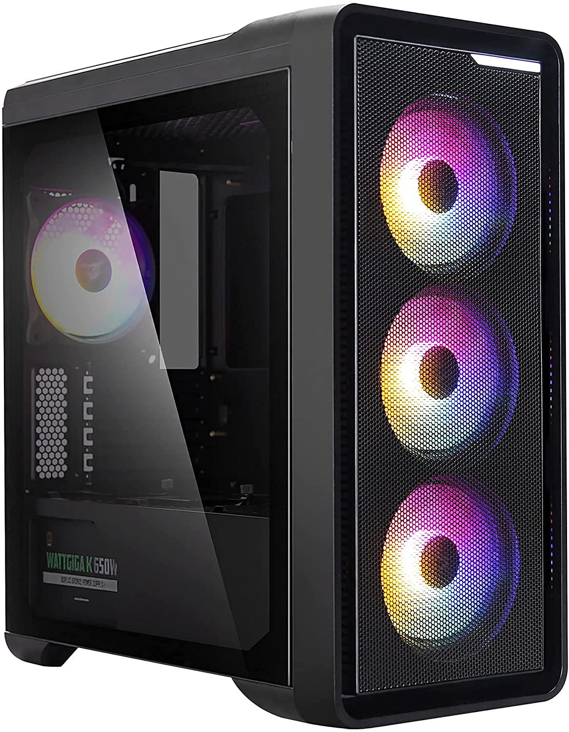 Zalman M3 Plus Mini Tower PC Case - Black RGB Tempered Glass for Gaming & Workstation Setup | Compact ATX Mid Tower with LED Lighting for Home & Office Use