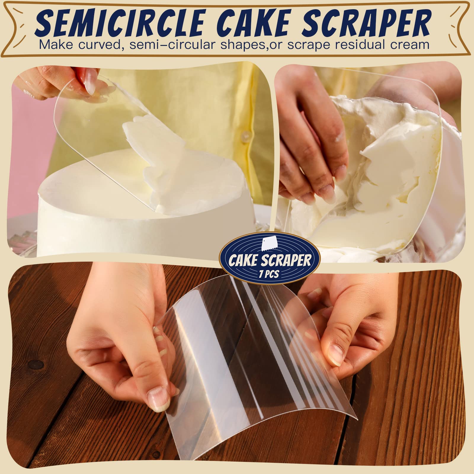 **Teenitor 7-Piece Cake Decorating Kit - Stainless Steel Cake Scraper & Icing Smoother Set for Professional Baking, Cake Leveling, and Fondant Smoothing - Perfect for Birthday Cakes, Wedding Cakes, and Home Baking**