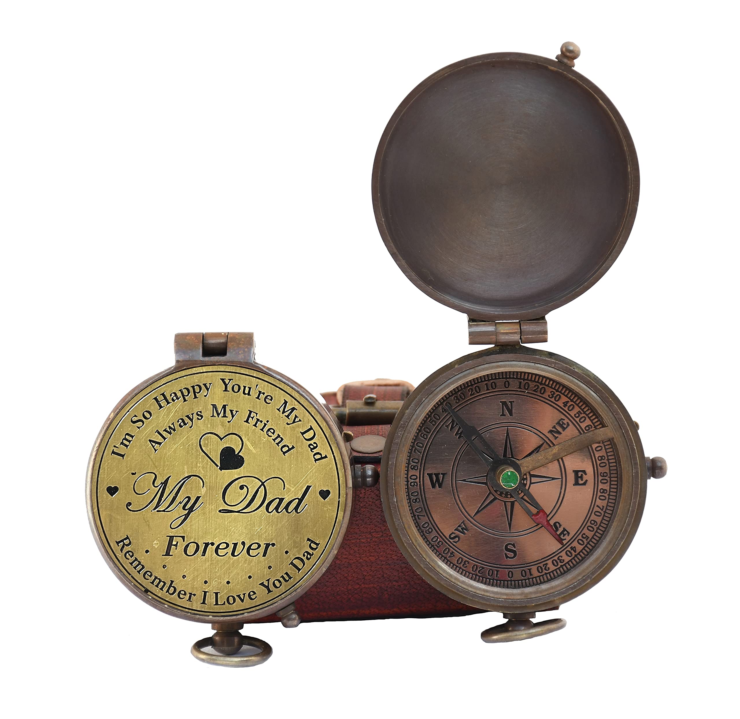 Best Dad Gifts for Father's Day, Birthday & Retirement - Engraved Compass Keepsake - Thoughtful Thanksgiving Present for Dad (Perfect for Outdoor Adventures & Special Occasions)