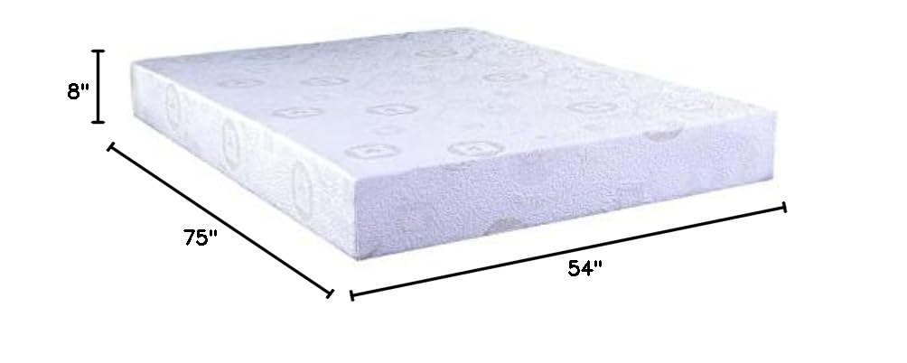 AC Pacific Herbal Fusion Collection Green Tea Infused Memory Foam Mattress - Full Size, Cooling Gel Support, Made in USA, White | Perfect for Bedrooms, Guest Rooms & Dorm Rooms