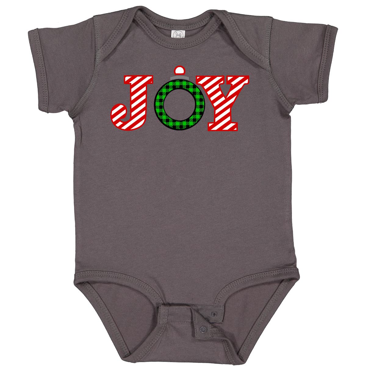 Inktastic Joy Christmas Ornament Baby Bodysuit with Candy Cane Stripes - Festive Holiday Outfit for Infants & Toddlers - Perfect for Christmas Photos, Parties & Family Gatherings