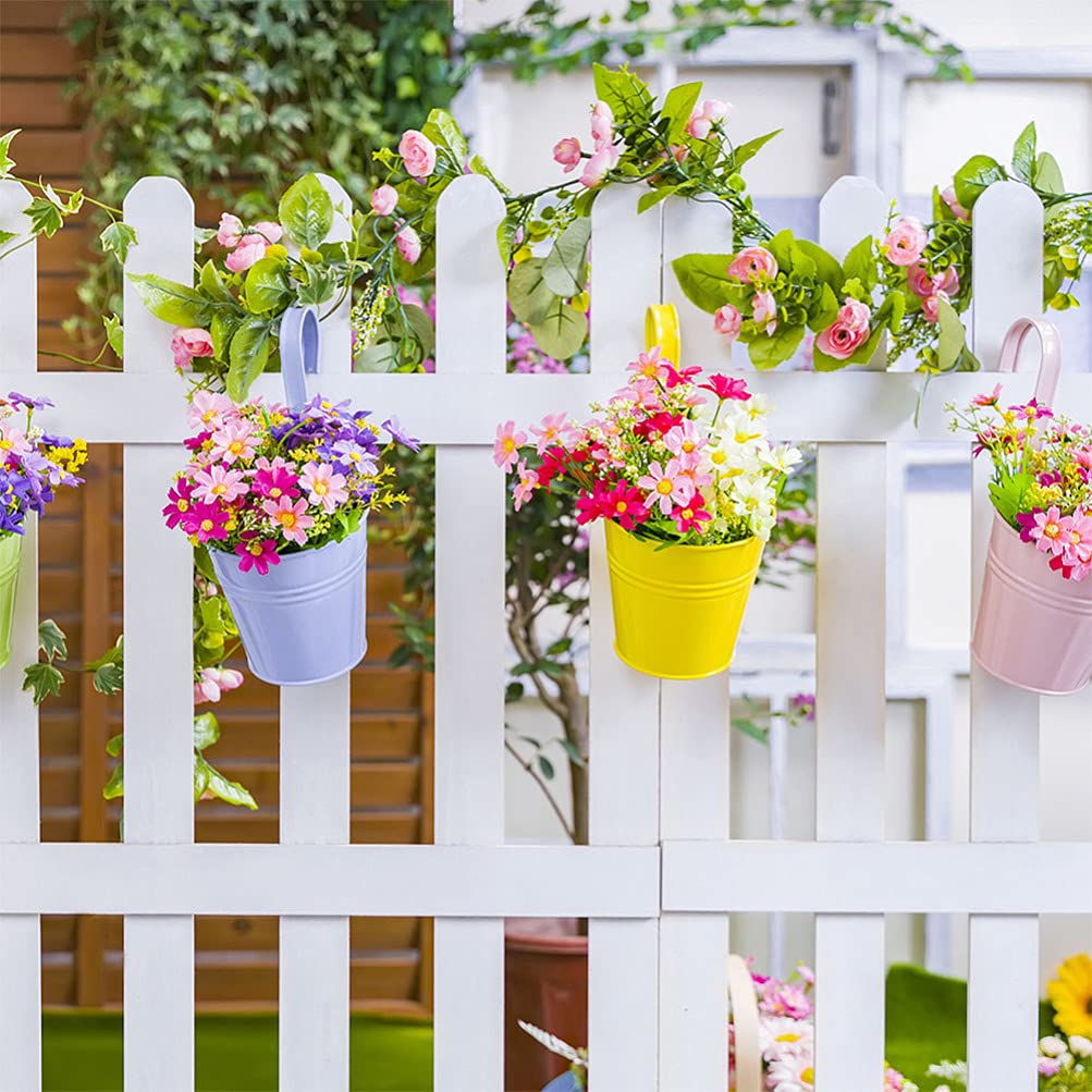 Hanging Flower Pots - Space Saving Decorative Bucket Planter for Indoor/Outdoor Plants - Perfect for Balcony, Garden, Patio & Home Decor
