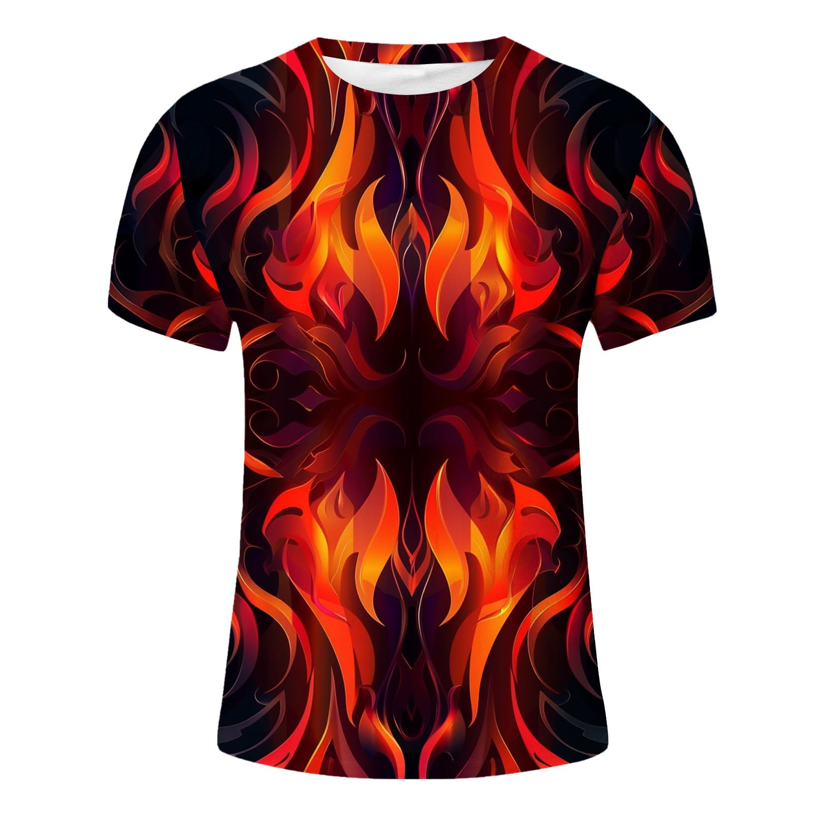 3D Flame Print Men's T-Shirt - Trendy Short Sleeve Graphic Tee for Summer | Streetwear Casual Top for Outdoor Activities, Parties & Daily Wear