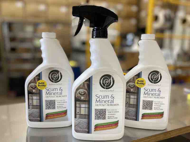 Scum & Mineral Deposit Remover - 3 Pack Value Set | Effective Bathroom, Kitchen & Shower Cleaner for Hard Water Stains & Soap Scum Removal