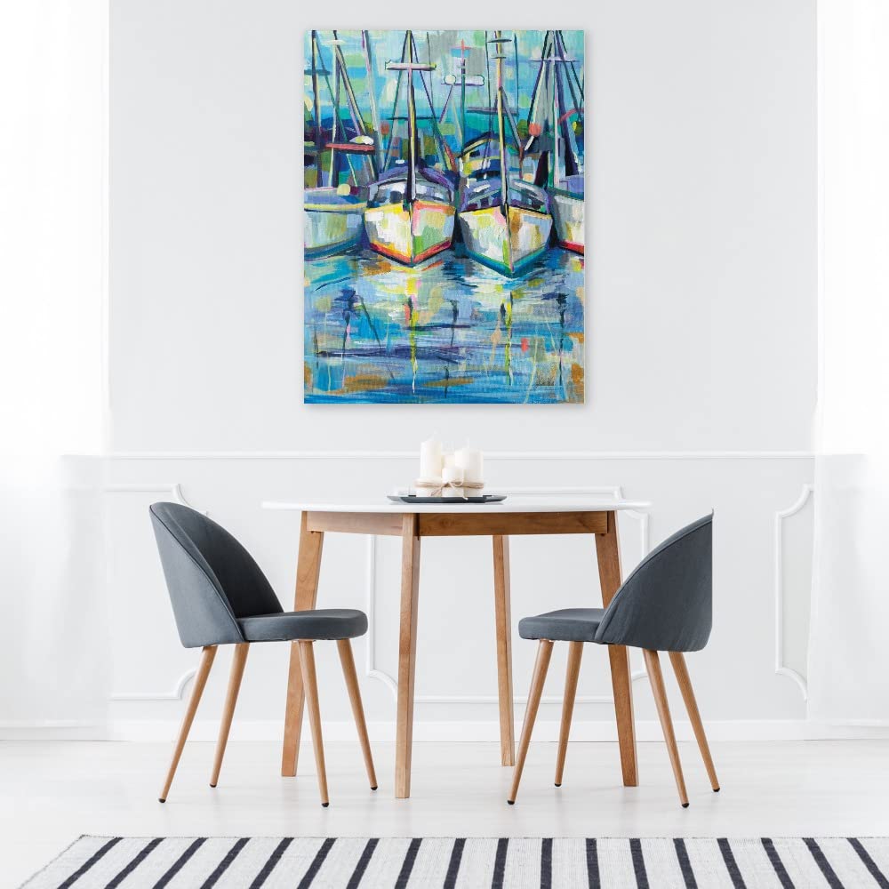 Morning Dock Fine Art Canvas Wall Decor by Jeanette Vertentes - 24x32 Inch Ready to Hang Painting for Living Room, Bedroom, Office & More - Coastal Landscape Artwork for Home & Commercial Spaces
