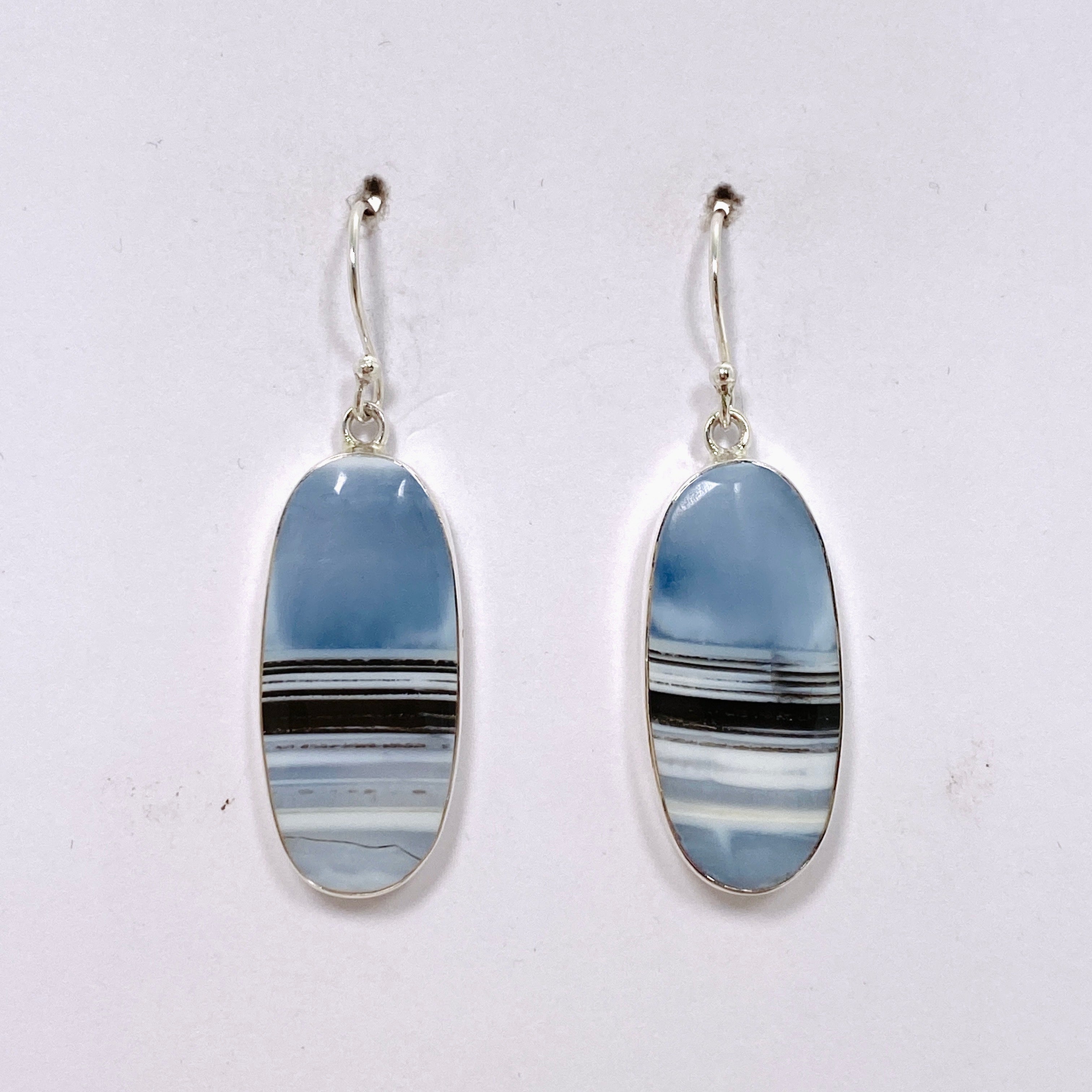 Blue Owhyee Opal Oval Cabochon Earrings KEGJ1536 - Handmade Gemstone Jewelry for Women, Elegant Dangle Earrings for Party, Wedding & Special Occasions