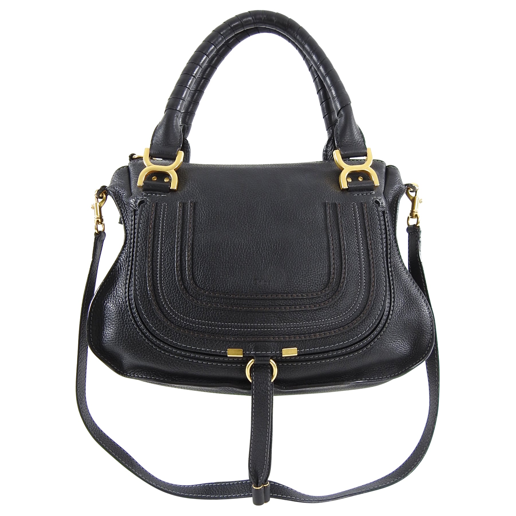 Chloe Marcie Medium Black Leather Crossbody & Shoulder Bag - Stylish & Versatile for Work, Travel & Everyday Use