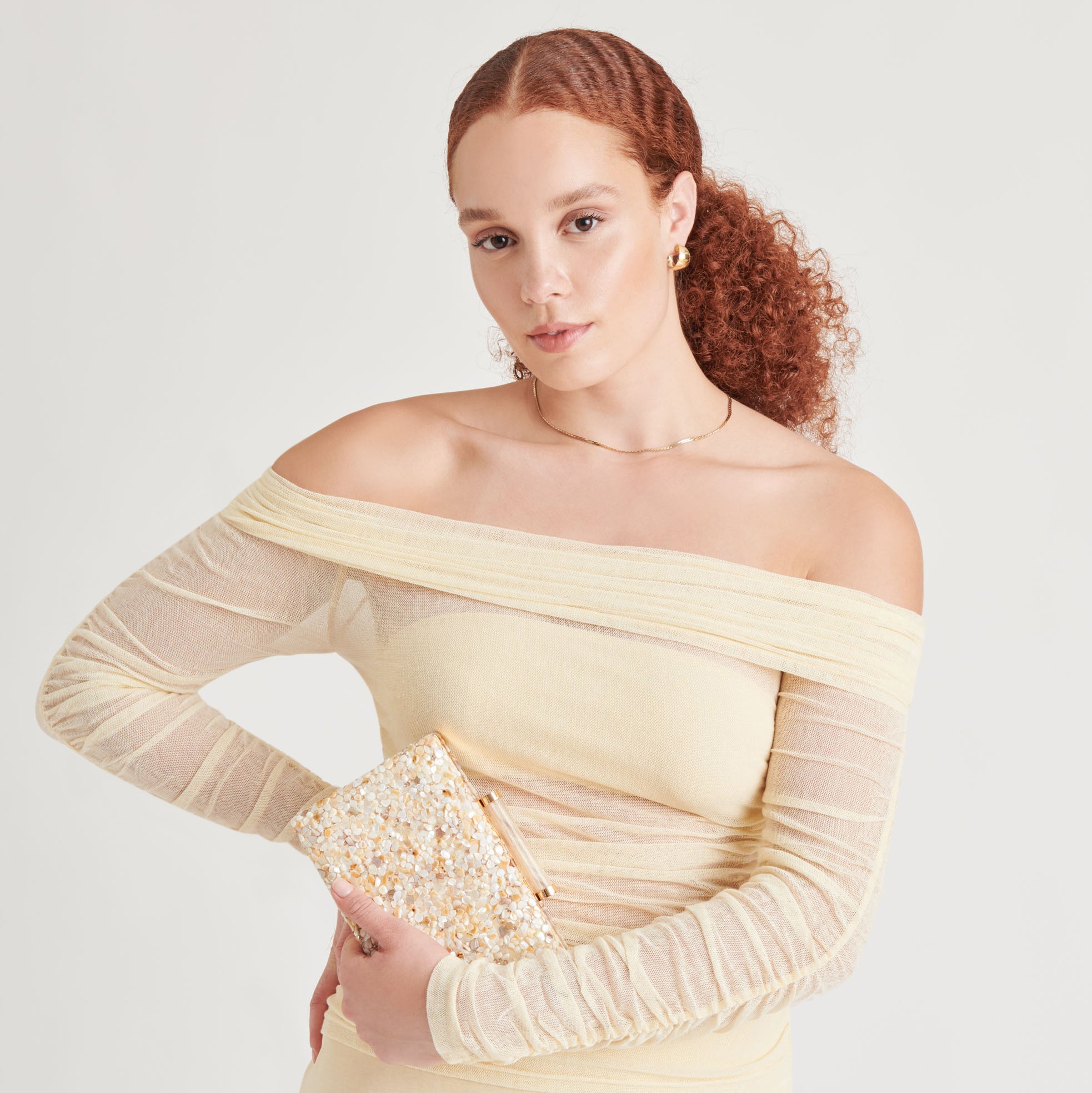 ROCKEE CLUTCH NATURAL CLUSTER - Stylish Women's Handbag for Everyday Use, Work, and Evening Events
