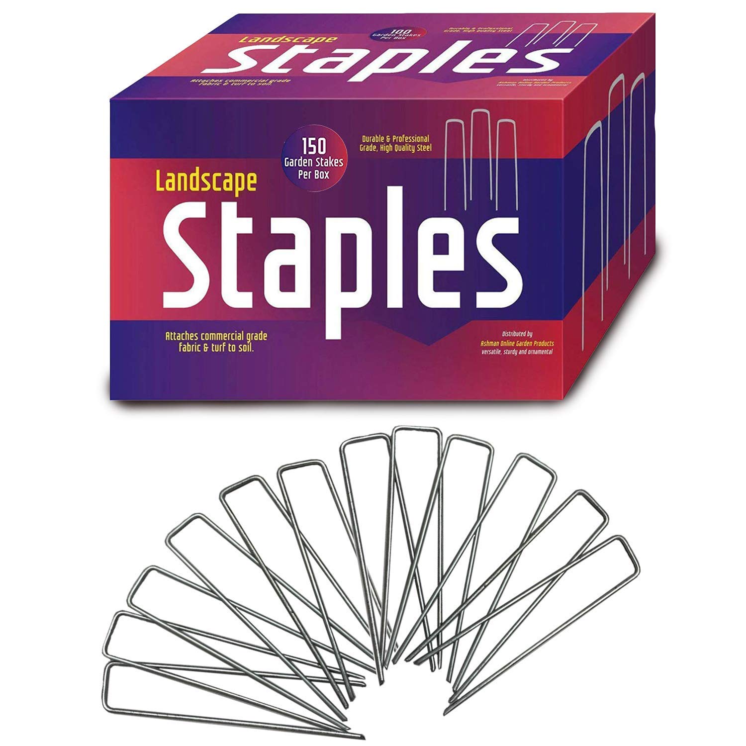 Heavy Duty Galvanized Garden Stakes - 150 Pack Rust-Proof Landscape Staples & Fence Stakes for Gardening, Landscaping & Outdoor Projects | Durable Metal Ground Anchors for Plants, Fences & Decor