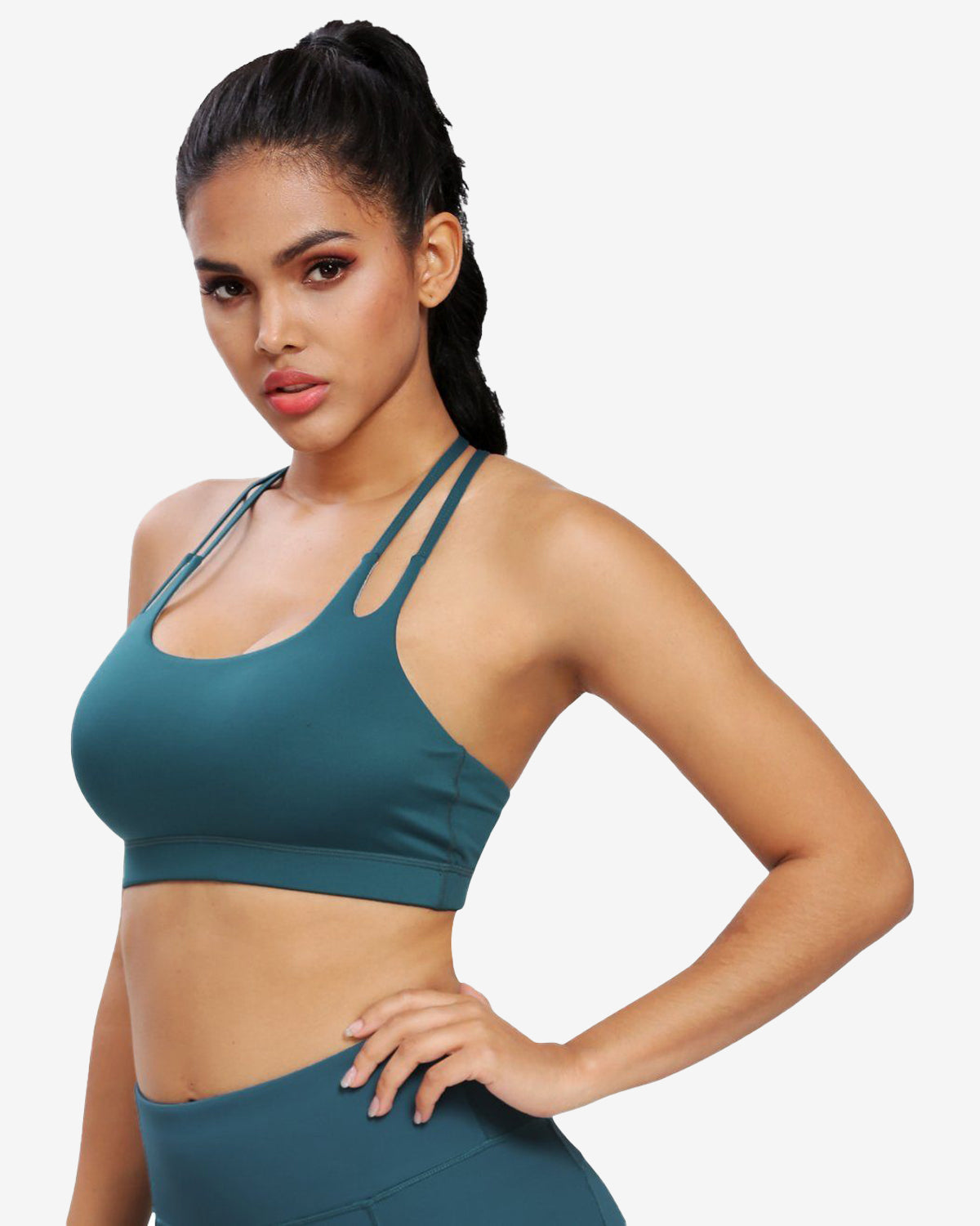 Light Support Double T Back Wirefree Pad Sports Bra - Comfortable Workout & Yoga Bra for Women - Perfect for Running, Gym & Active Lifestyle