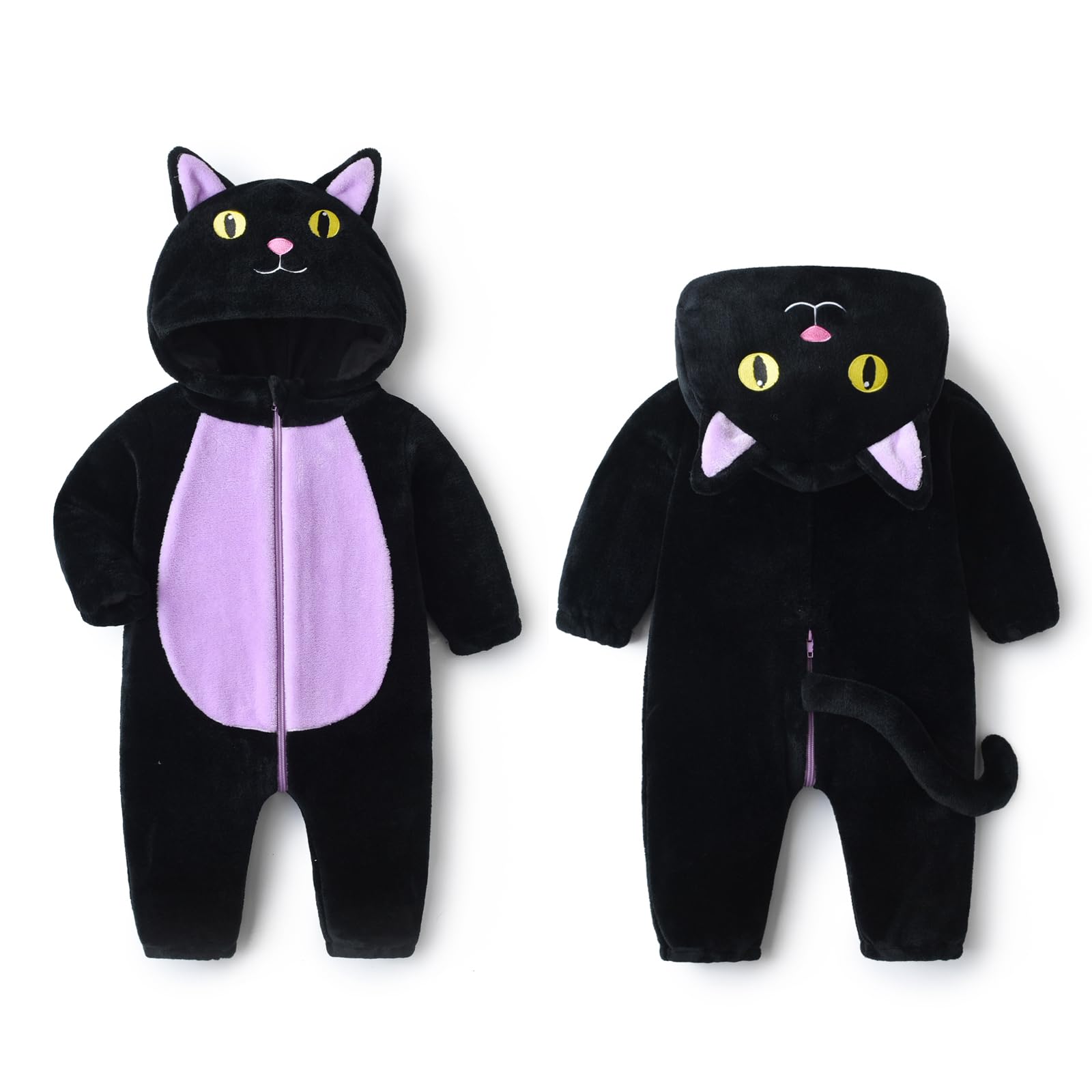 Eadrioss Black Cat Halloween Costume for Toddler - Soft & Warm Fuzzy Outfit for Baby Girls & Boys - Perfect for Fall, Winter & Halloween Parties