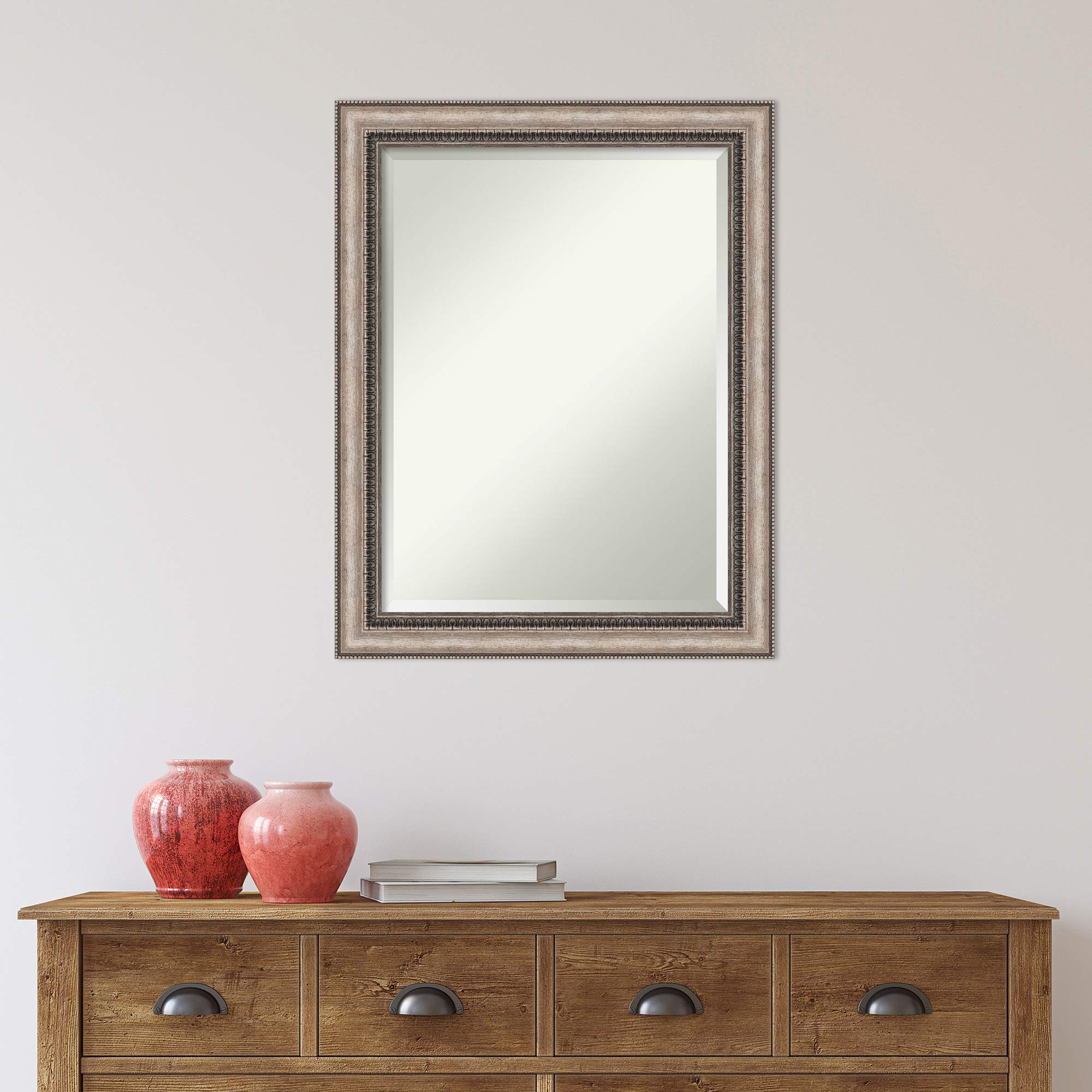 Amanti Art Framed Bathroom Vanity Mirror 18x24 Inches - Ornate Silver Lyla Design - Shatterproof Glass for Bathroom, Bedroom & Dressing Room Decor
