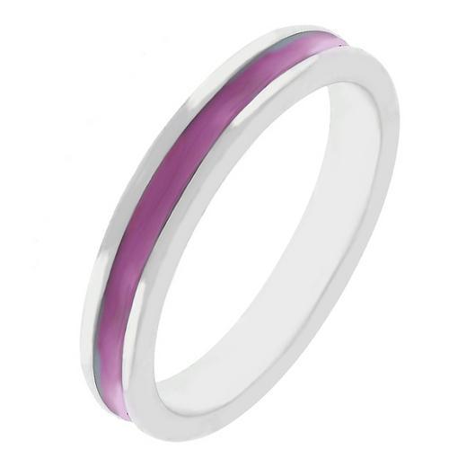 Fuchsia Enamel Eternity Ring for Women - Dainty Stackable Band for Anniversary, Wedding, or Everyday Wear