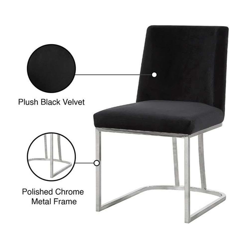 MAKLAINE Modern Black Velvet Dining Chairs (Set of 2) - Elegant Upholstered Side Chairs for Dining Room, Kitchen, or Home Office - Perfect for Small Spaces and Contemporary Decor