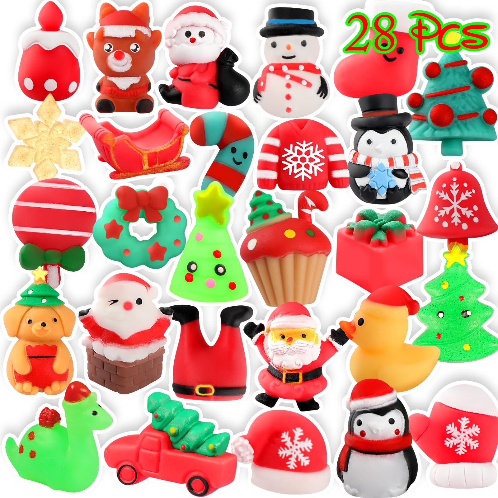 28 Pack Kawaii Cat Squishy Toys - Stress Relief Gifts for Kids Birthday & Party Favors