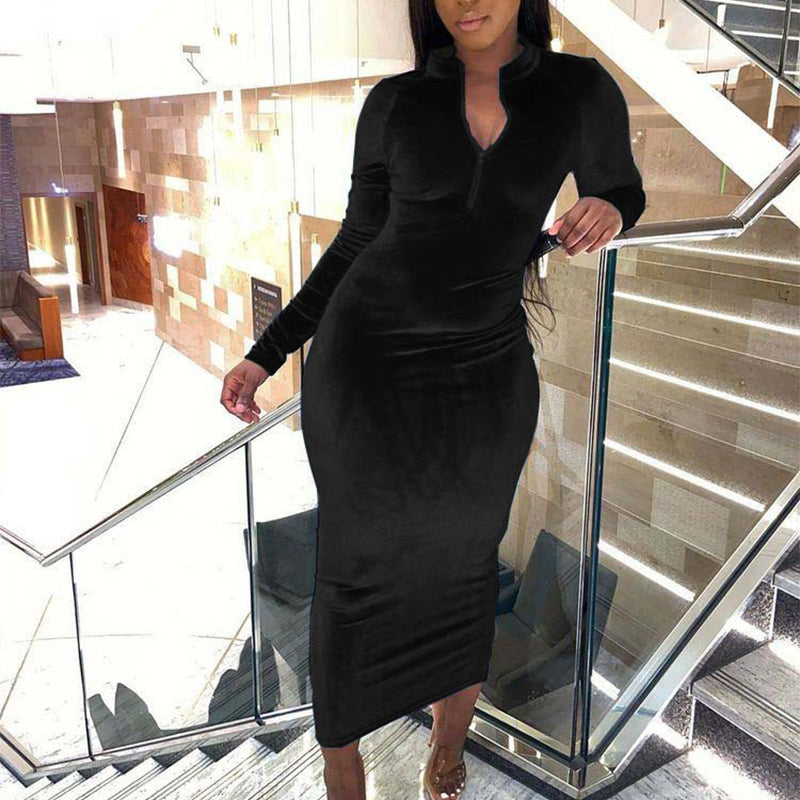 Elegant Long Sleeve Dress for Women - Comfortable & Stylish Fall/Winter Fashion - Perfect for Office, Party & Casual Wear