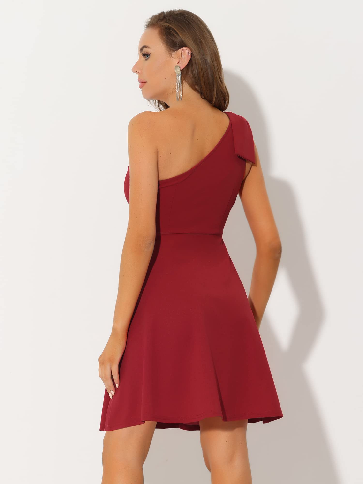 Allegra K Women's Elegant One Shoulder Cocktail Dress - Flared Formal Evening Gown for Parties, Weddings & Special Occasions