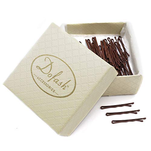 Dofash 100Pcs Brown Bobby Pins - Strong Steel Hair Clips 3.5cm/1.38