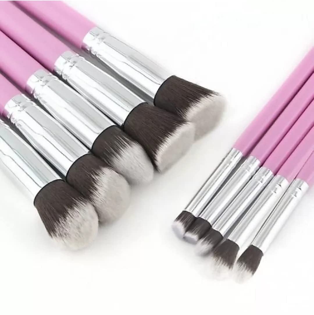 MASTADI Professional 10-Piece Fiber Bristle Makeup Brush Set for Women & Girls - Soft Kabuki, Foundation, Blending, Eyeshadow Brushes - Perfect for Daily Makeup, Contouring & Professional Makeup Artist Kit