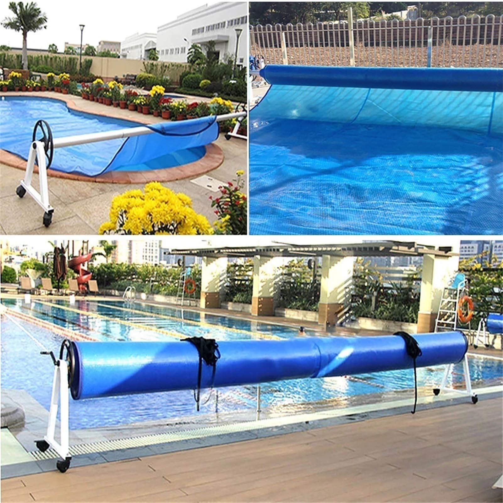 Rectangular Solar Pool Cover with Grommets - 400µm Thick Thermal Bubble Blanket for Above Ground Pools - Summer & Winter Protection (6ft×19ft/2m×6m) - Energy Efficient Heating & Debris Protection for Backyard Swimming Pools