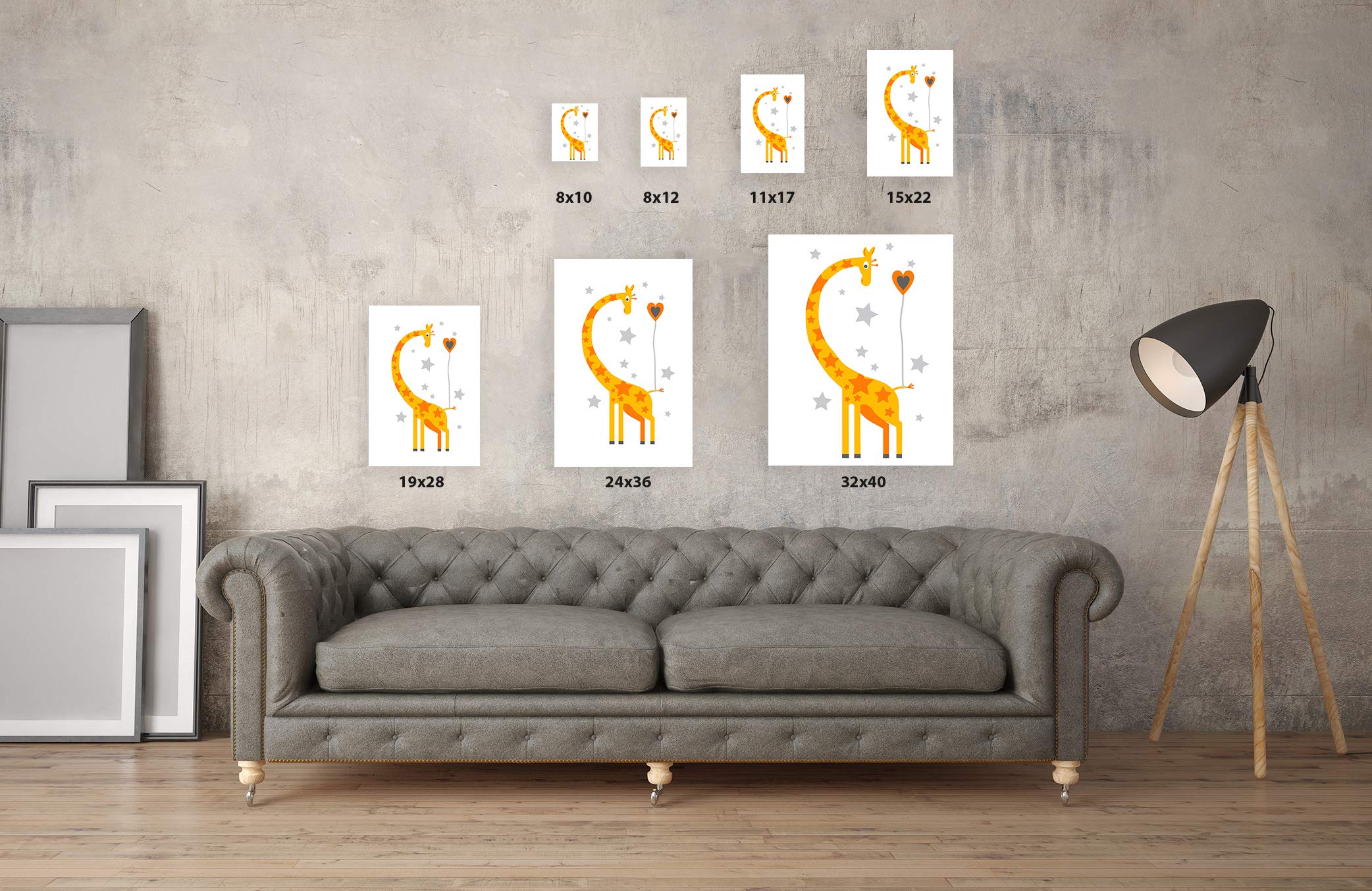 Giraffe Wall Art for Kids Room - 11x17 Inch Unframed Animal Poster Print, Nursery Decor & Playroom Wall Decor - Perfect for Baby Gifts, Toddler Bedrooms & Classroom Decor