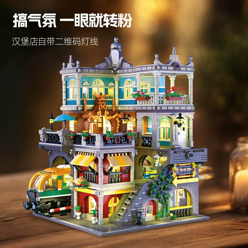 JIESTAR 89128 Burger Shop Building Blocks Set - 3289 PCS Creative DIY Fast Food Restaurant Model Kit for Kids & Adults, Perfect for Birthday Gifts & Home Decoration | Build Your Own Mini Burger Shop