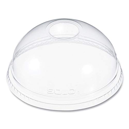 SOLO Ultra Clear Dome Cold Cup Lids for 16-24 oz Cups - 100 Pack PET Plastic Drink Lids - Perfect for Iced Coffee, Smoothies & Cold Beverages at Parties, Cafes & Takeout
