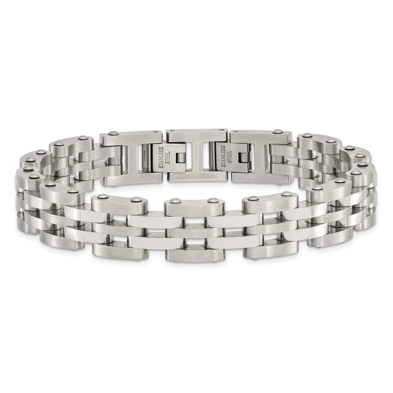 Lex & Lu Stainless Steel Brushed & Polished 8.75