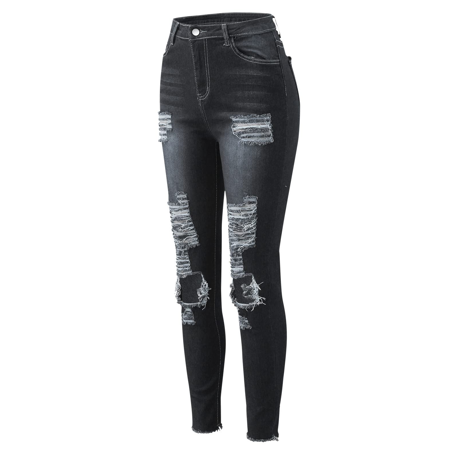 Women's Ripped Distressed High Waist Skinny Jeans - Stretch Denim Pants for Casual & Street Style Outfits | Perfect for Everyday Wear, Parties & Date Nights