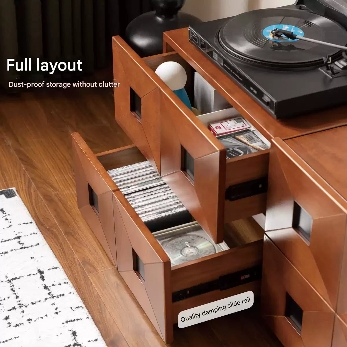 Solid Poplar Wood Modular Side Cabinet - Vintage Style Storage for Living Room, Bedroom & Office