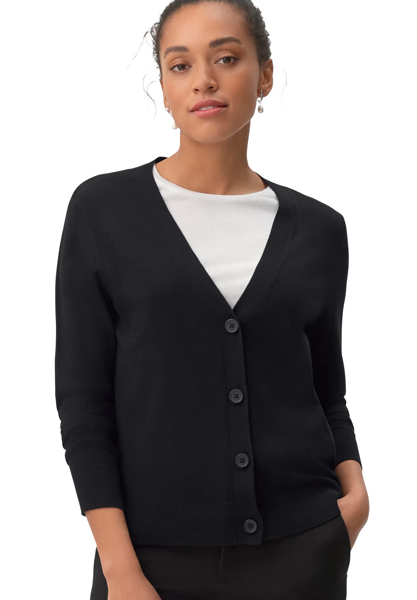 Ellos Women's Plus Size Boxy Cardigan - Soft Oversized Knit Sweater for Casual Wear, Work & Layering | Comfortable Open Front Long Cardigan for Women