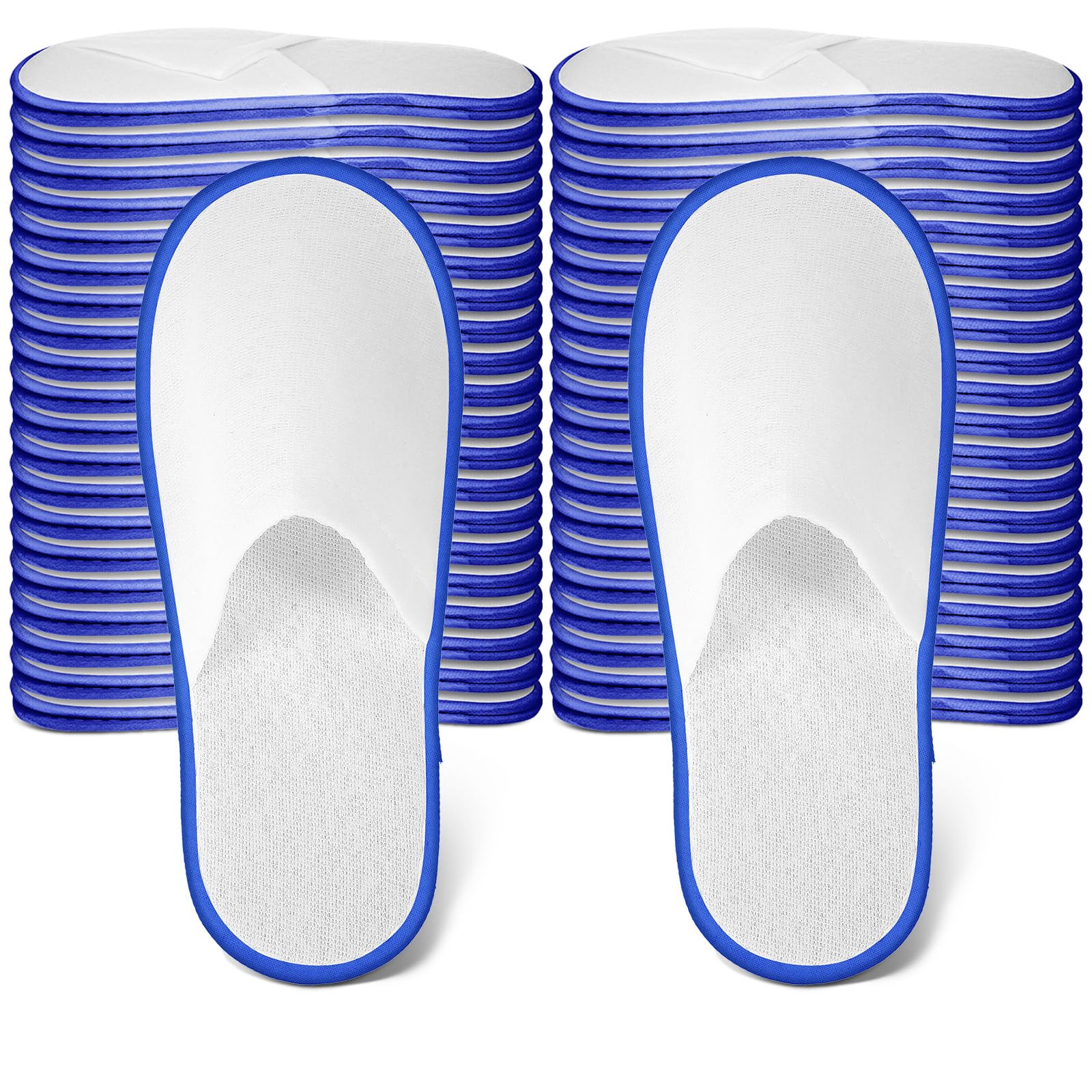 40 Pairs Non-Slip Disposable Hotel Slippers - Soft Fluffy Closed-Toe White Spa Slippers for Men & Women - Perfect for Home, Wedding, Travel, Party & Indoor Guest Use