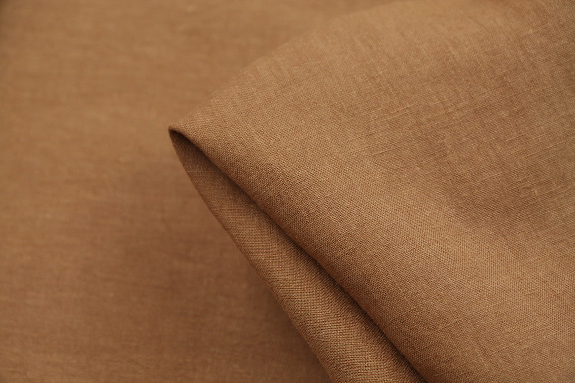 Premium Bedford Toffee Washed Linen Fabric - Soft & Durable for Home Decor, Curtains, Upholstery & DIY Crafts