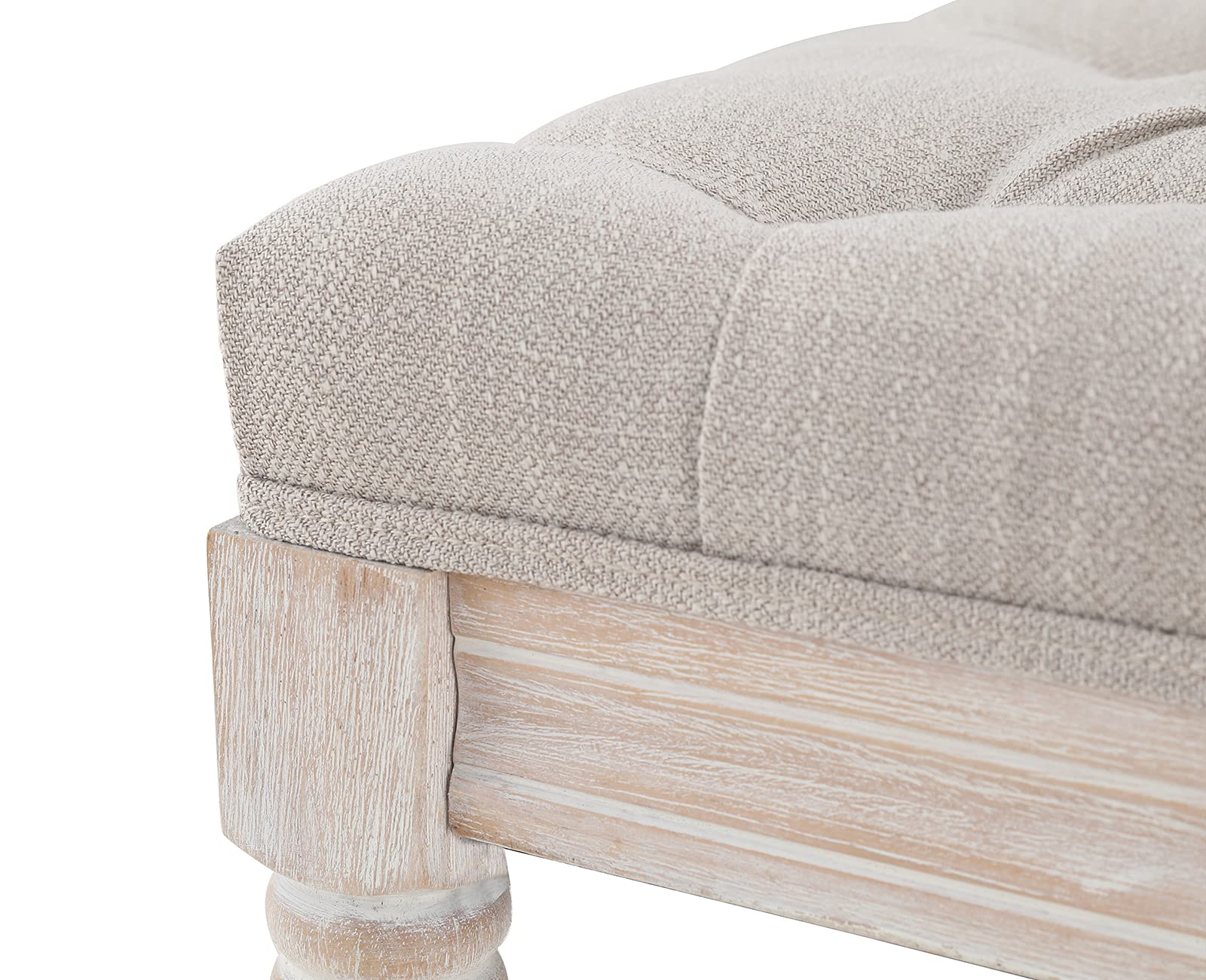 Kmax Storage Entryway Bench - Tufted Shoe Rack with Wooden Seat, Multi-Functional Hallway Bench for Bedroom Corner & Window (Beige) - Perfect for Small Space Organization & Home Decor