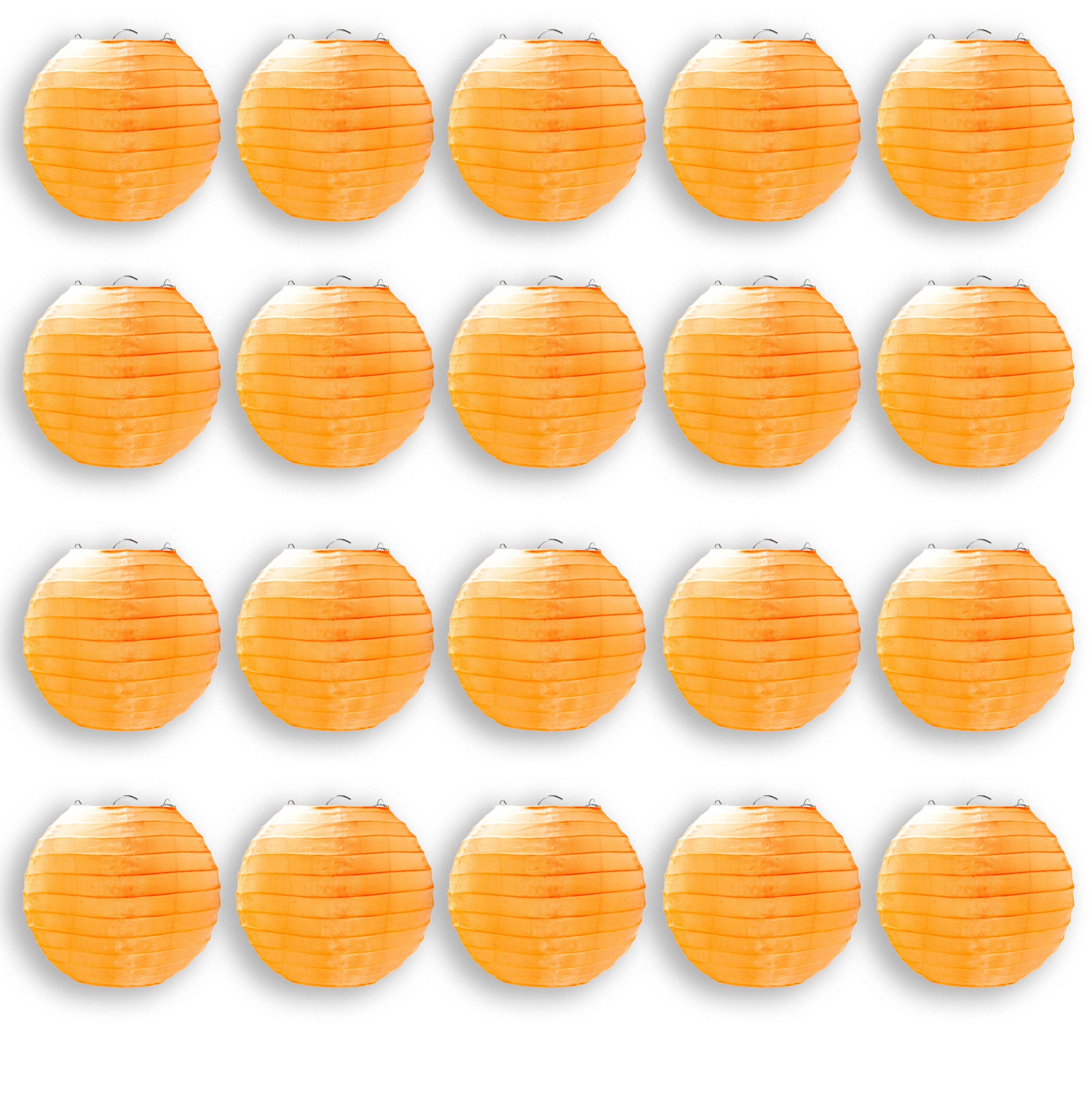 20 Pack 6 Inch Orange LED Lanterns for Outdoor Camping, Emergency Lighting, Halloween & Party Decorations - Battery Operated, Waterproof & Durable