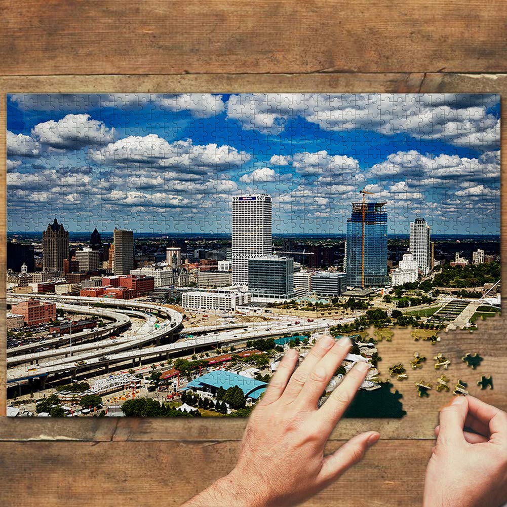 1000 Piece Milwaukee Skyline Jigsaw Puzzle - Premium Wooden Travel Souvenir from USA | Perfect for Home Decor, Gifts & Relaxation
