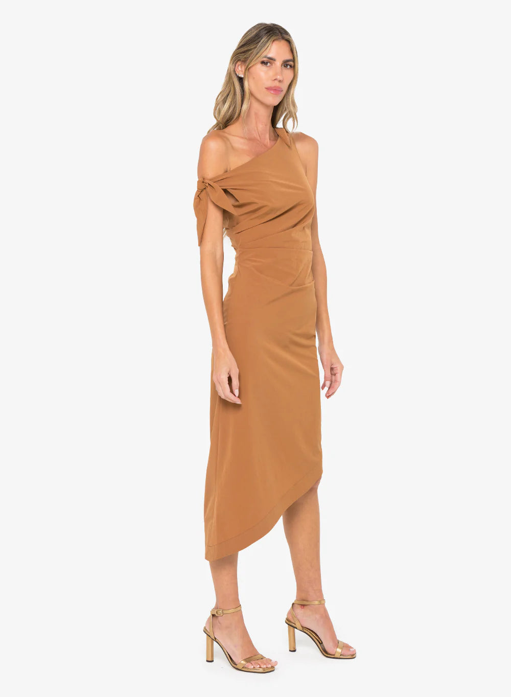 Evie Dress in Tobacco - Elegant Flowy Midi Dress for Women | Perfect for Weddings, Parties & Casual Outings