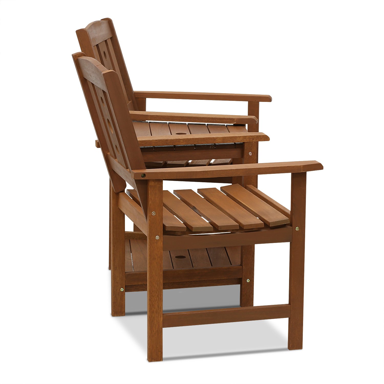Furinno FG17488 Outdoor Hardwood Patio Furniture - Jack and Jill Chair Set in Teak Oil, Natural Finish - Perfect for Garden, Backyard, Poolside & Patio Relaxation