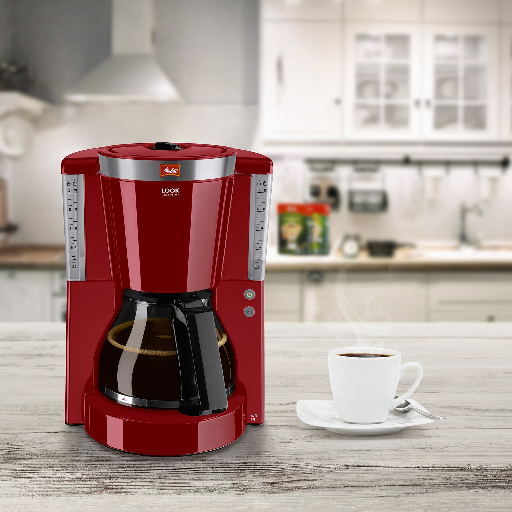 Melitta 1011 Look IV Selection Coffee Filter Machine - Red | Automatic Drip Coffee Maker for Home & Office | Fast Brewing with Aroma Seal Technology