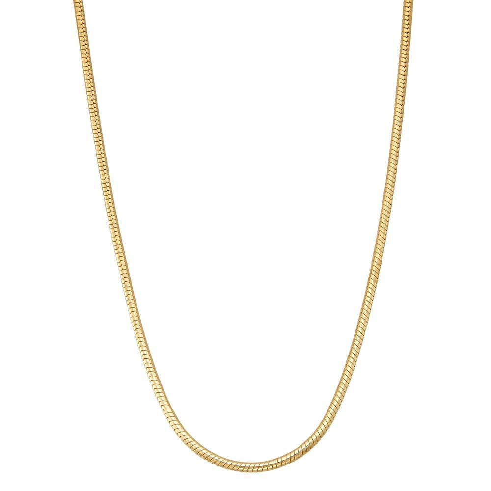 14K Solid Gold Snake Chain Necklace - 0.9mm Round Cable Chain - 16/18/20/24 Inch Lengths - Made in USA - Perfect for Layering, Gift Giving & Everyday Wear