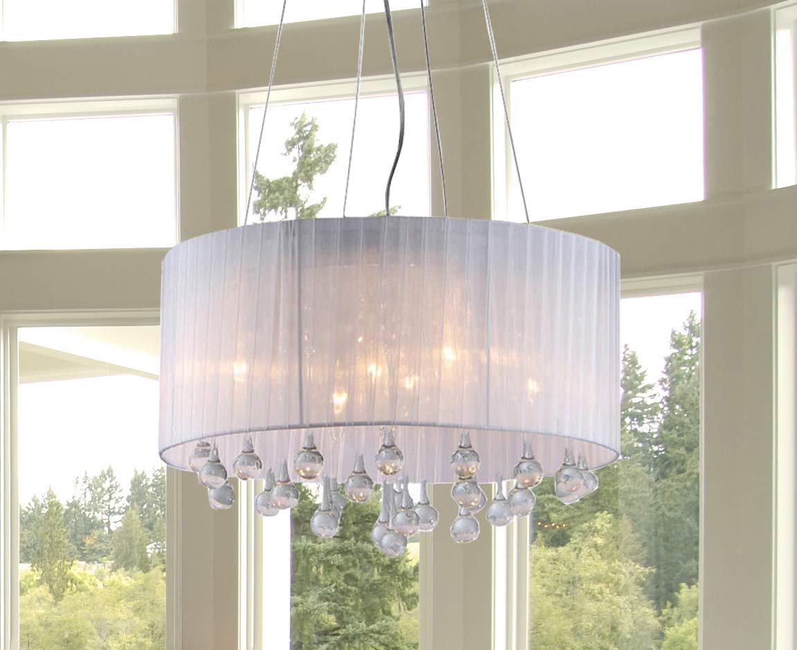 Tiffany RL1022 Spherical Crystal Chandelier - Elegant White Ceiling Light Fixture for Dining Room, Living Room & Bedroom Decor