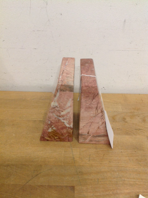 Elegant Pink Stone Bookends - Heavy Duty Book Holder for Shelves, Desks & Home Decor - Perfect for Organizing Books, Albums & Collectibles in Living Room, Office or Study