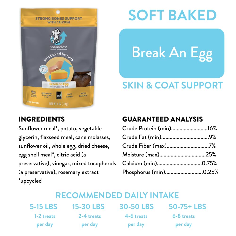 Shameless Pets Break An Egg Soft-Baked Dog Treats, 6 oz – Grain-Free, Healthy Snacks for Small & Large Dogs – Perfect for Training Rewards & Anytime Treats