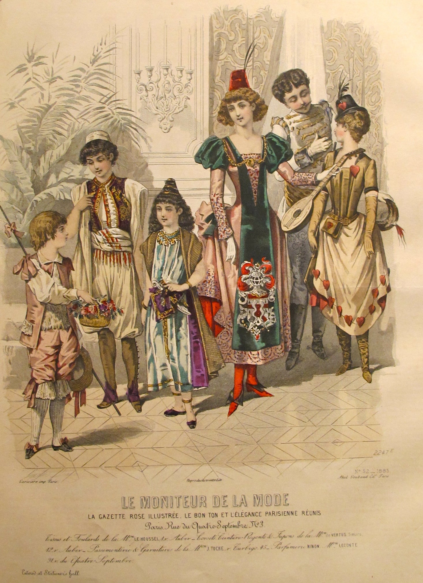1885 Moniteur de la Mode - Vintage Parisian Ladies Fashion Plate 52 | Antique French Fashion Illustration | Perfect for Historical Costume Research & Victorian Era Decor