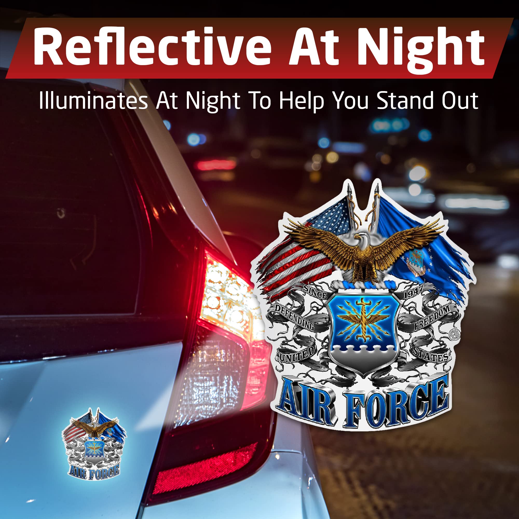 Premium Collectible Air Force Decals (2in, 6-Pack) - Patriotic Vinyl Double Flag & Eagle Stickers for Cars, Laptops, Water Bottles | Military Appreciation Gifts for Veterans, Air Force Fans | Perfect for Home Decor, Office & Personal Belongings
