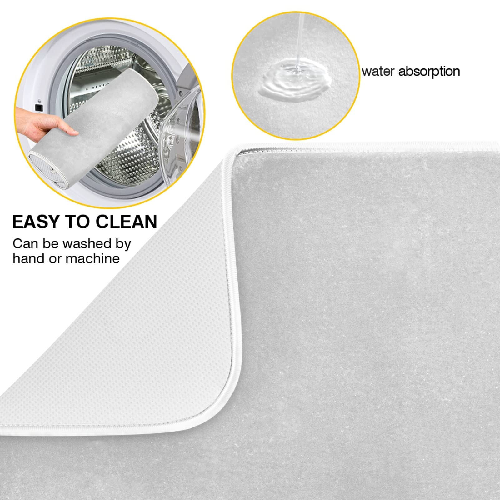 **XL Silver Microfiber Dish Drying Mat - Heat Resistant Kitchen Counter Accessory (16x18 Inch) for Dishes, Utensils & Cookware - Perfect for Sink Side, Countertop & Dish Rack Organization**
