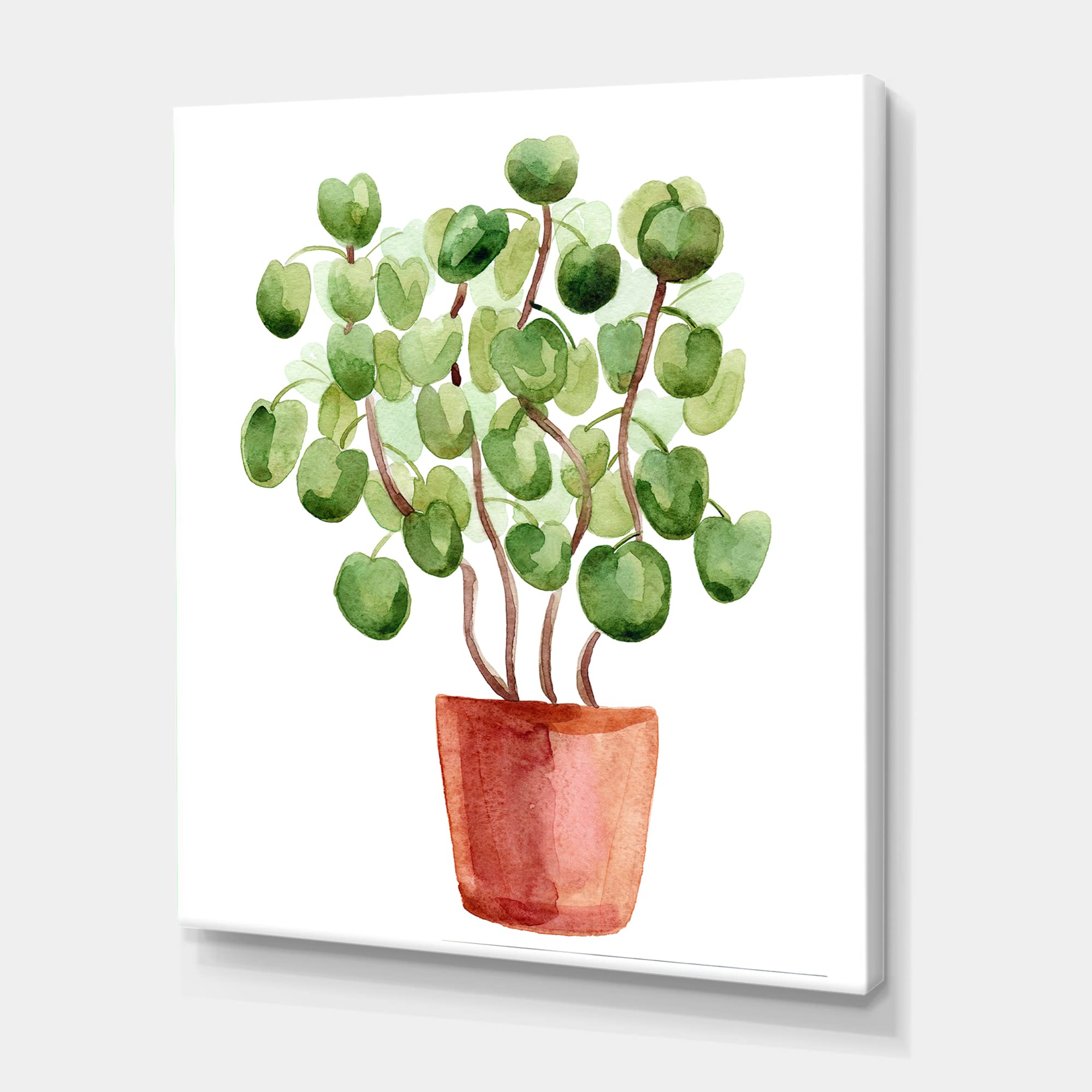 DesignQ Chinese Money Plant in Pot - Traditional Canvas Wall Art Decor for Home, Office & Living Room | Feng Shui Housewarming Gift