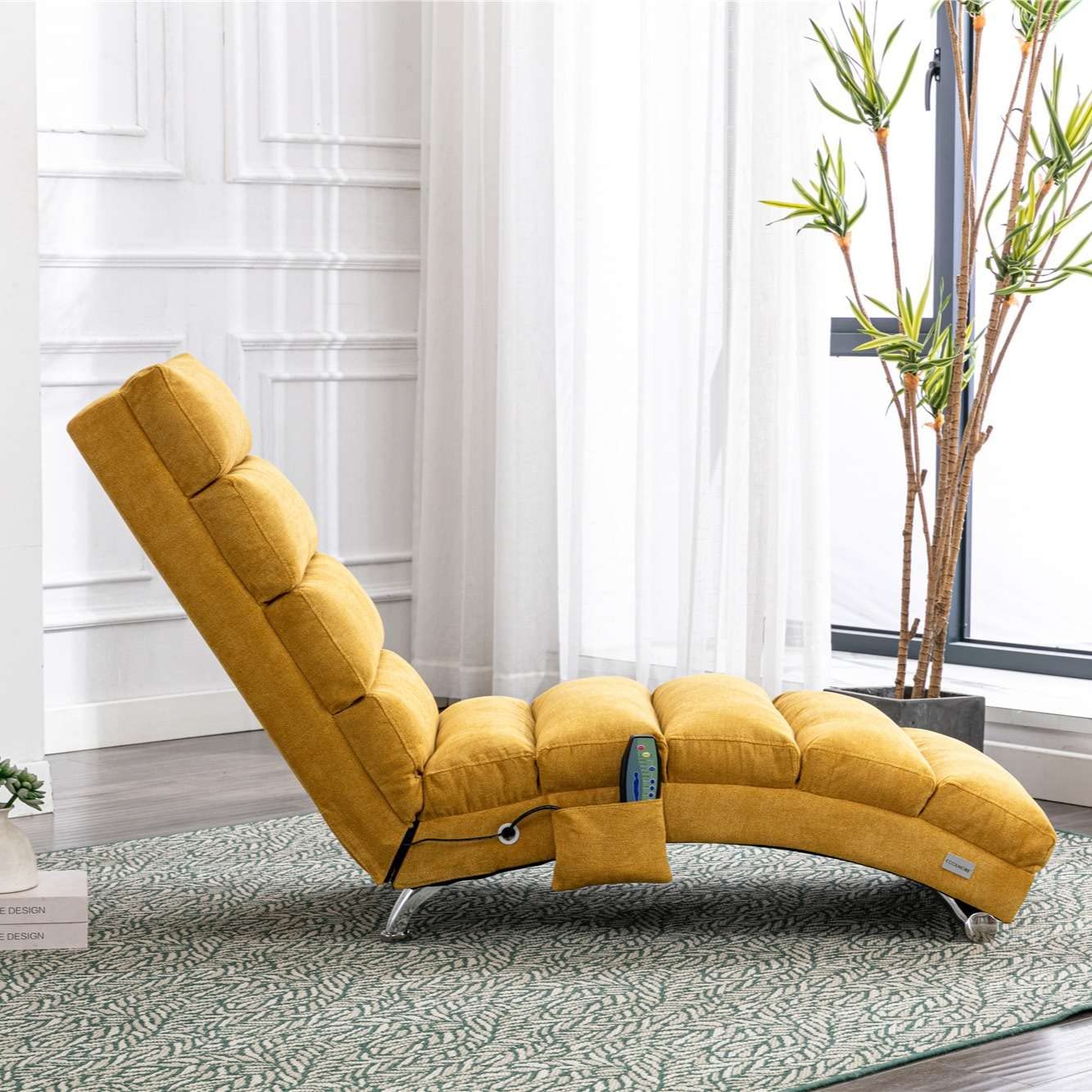 Premium Indoor Massage Lounge Chair - Modern Upholstered Linen Fabric Ergonomic Recliner for Home Spa, Living Room & Office Relaxation