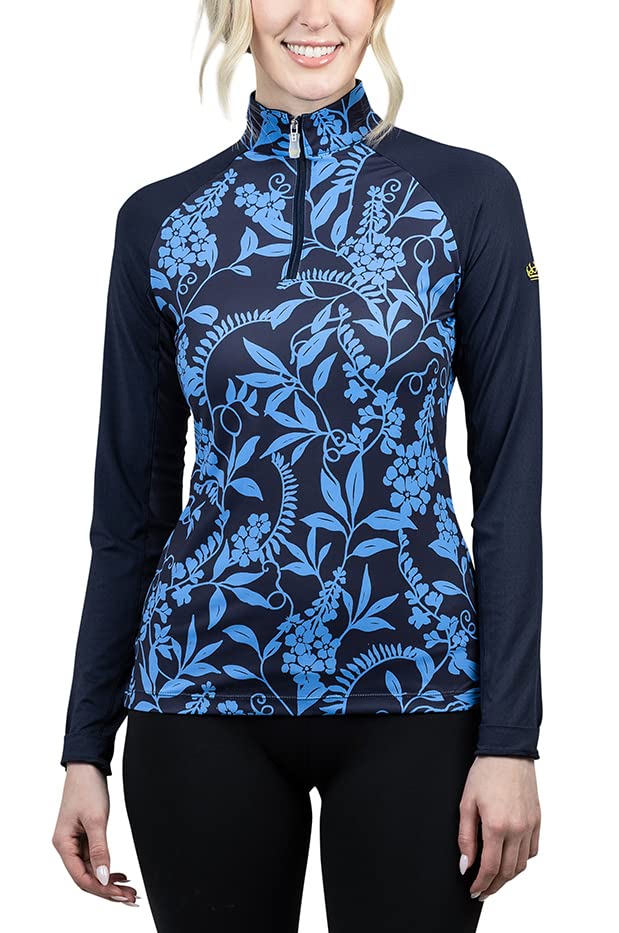Kastel Denmark Women's Long Sleeve Lightweight Raglan Sun Shirt | Quarter Zip Athletic Top with UPF 30+ UV Protection | Perfect for Hiking, Running & Outdoor Activities