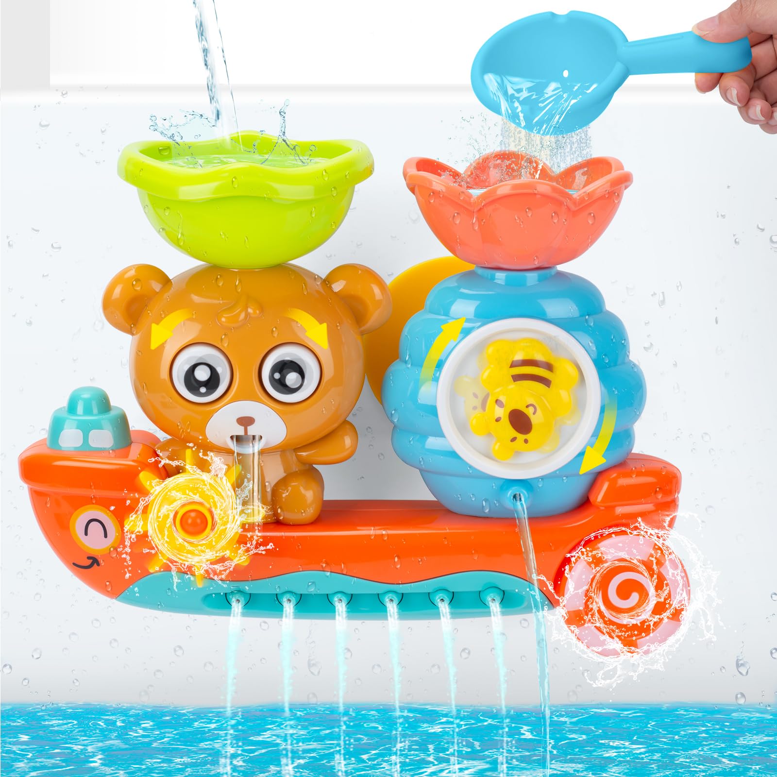 RILSO Bath Toys for Toddlers 1-3 Years - Waterproof Baby Bath Toys for 6-12+ Months - Fun Sensory Bathtub Toys for Kids 1-5 Years Old - Perfect Gift for Boys & Girls - Great for Bathtime Play & Early Learning Development